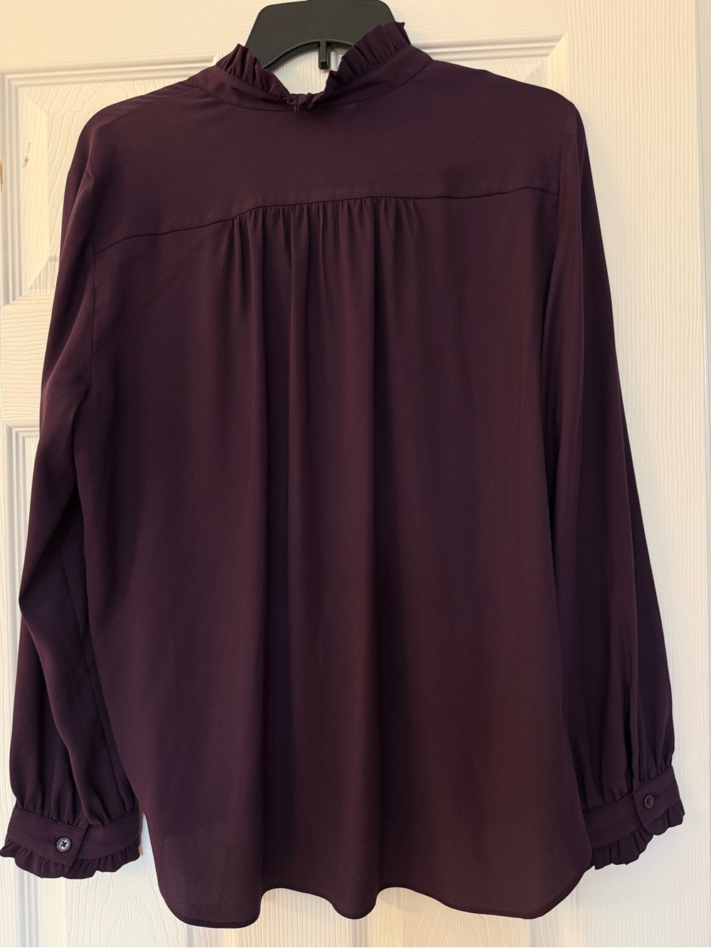 Ann Taylor Plum Ruffle-Trim Blouse - Picture 2 of 4